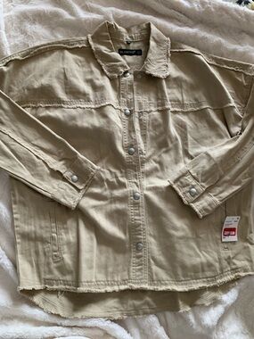 Blank NYC Women’s Tan Jean Jacket Zoofari Size XS oversized